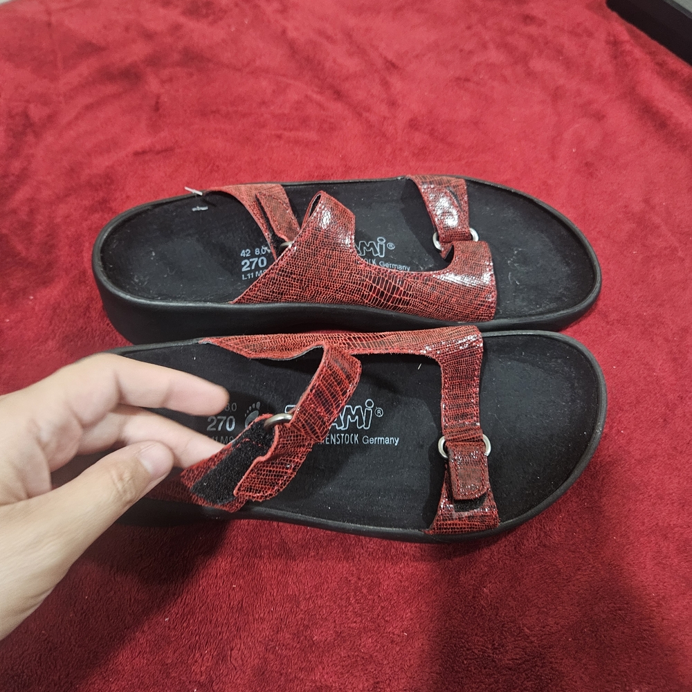Red Birkenstock SandalsBirkenstock Tatami Leather Sandals - Straps Slides Sz11